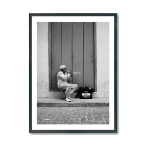 Havana Cuba Print: Trumpet Player, Black and White Photography (Digital Download)