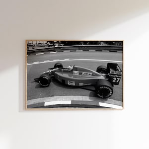 ヴィンテージ F1 モナコ GP ヘアピン ポスター、F1 フェラーリ ナイジェル マンセル ポスター、フォーミュラ 1 プリント、F1 モンテカルロ、F1 ウォール アート、白黒 F1 プリント