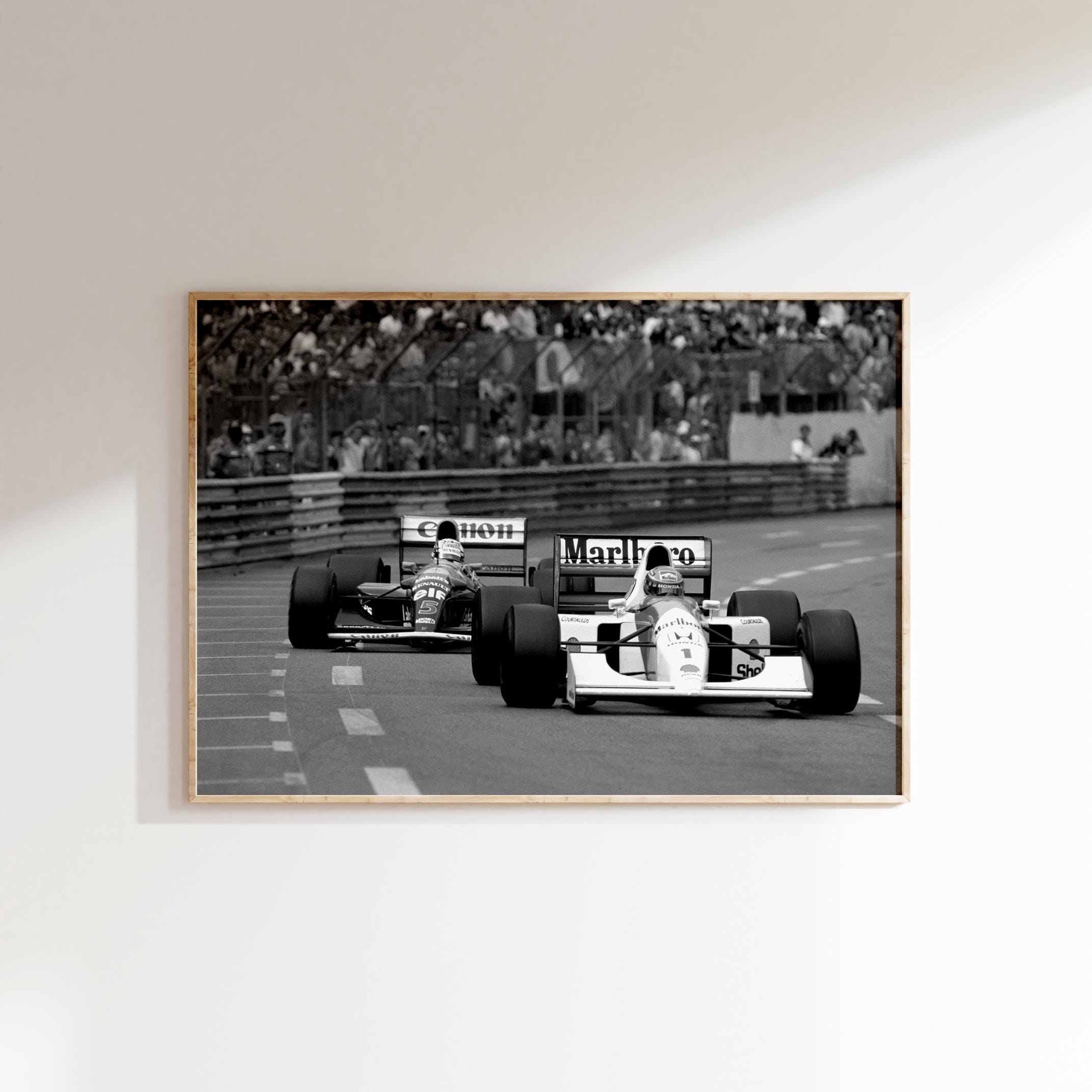 Ayrton Senna & Nigel Mansell F1 Car Poster: Vintage Racing