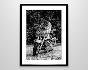 Harley Motorcycle Poster,Motorcycle Print,Black and White Motorcycle Wall Art,Classic Motorbike,Motorsport,Vehicle Art,Instant Download