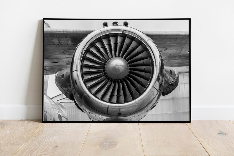 Aircraft Engine Print, Airplane Poster, Aviation Wall Art, Industrial ...