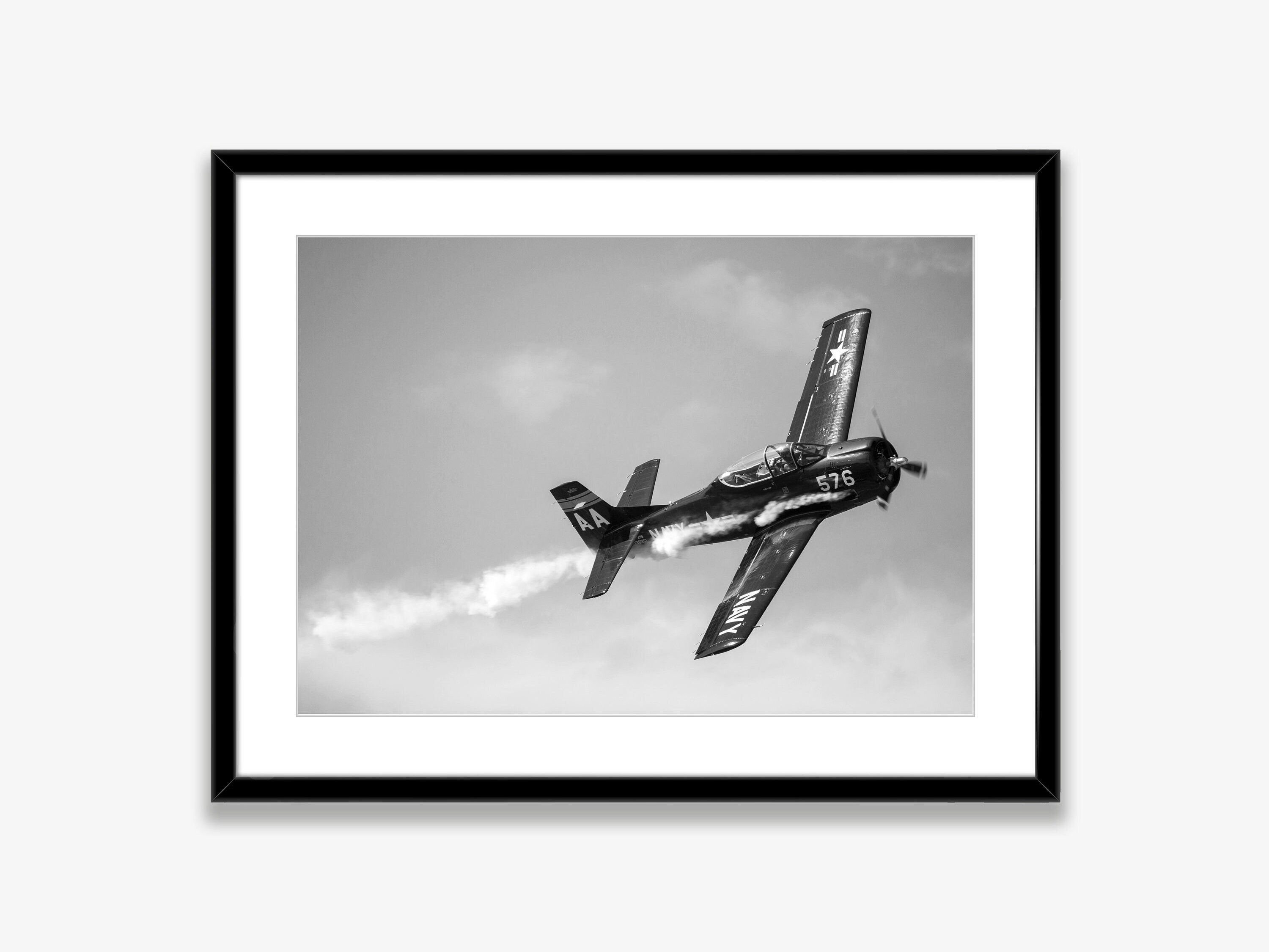 Vintage Airplane Print: Black and White Propeller Aircraft Poster ...
