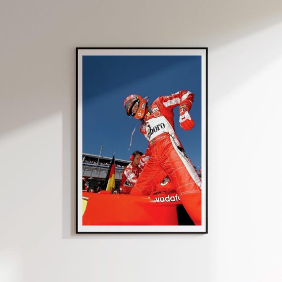 Schumacher Poster, F1 Legend Driver Print, Iconic Racing Wall Art