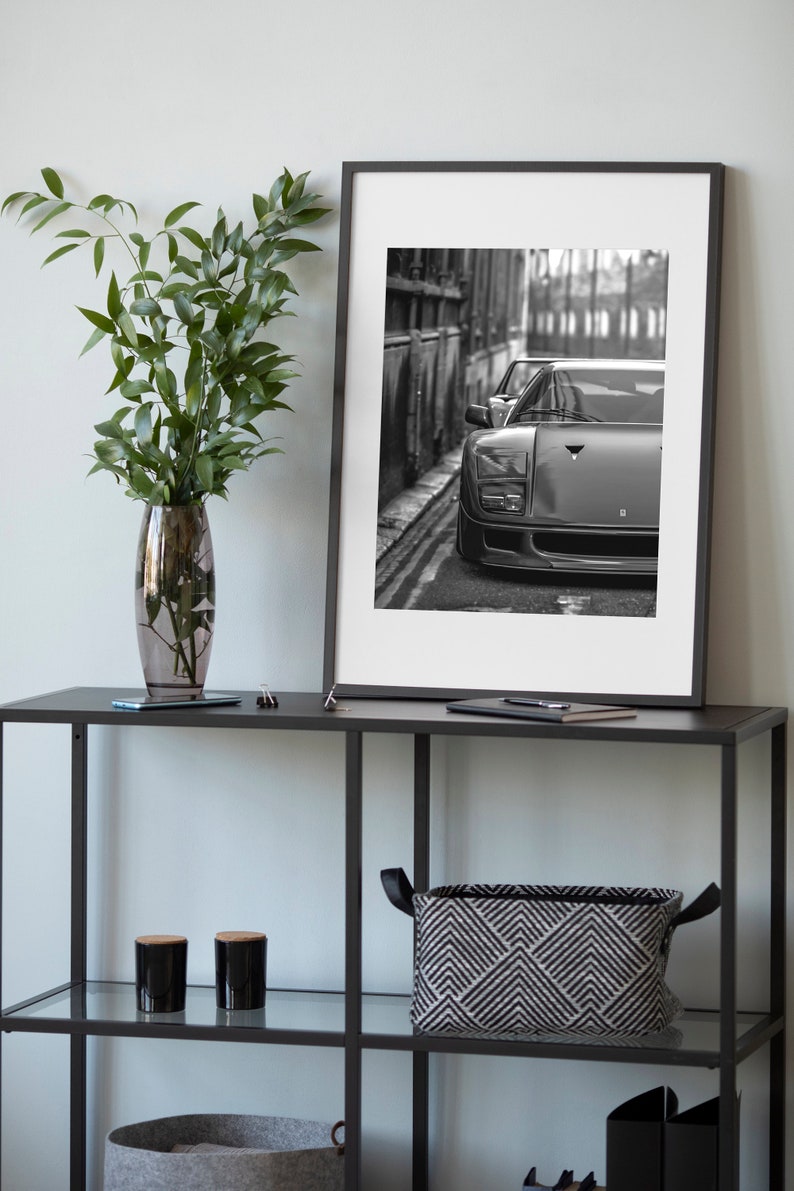 Ferrari F40 Poster Digital Download,f40 Print,black and White Ferrari Wall Art,vintage Car