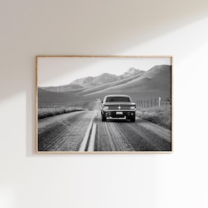 Vintage Ford Mustang Print: Black and White Classic Car Poster (Digital Download)