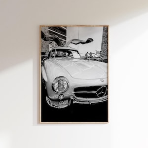 Mrcds 300 SLR Print, Mrcds Wall Art, Black and White Vintage Car Photography