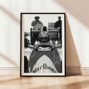 Ayrton Senna Print Instant Download,Ayrton Senna Poster,Black and White Vintage F1 Wall Art,Formula 1 Driver Photo,Old Formula 1 Print