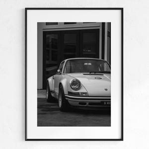 Impressão digital de carro esportivo alemão, pôster de carro antigo, pôster de carro icônico, arte de parede de carro clássico em preto e branco, carro antigo, presente para amantes de carros
