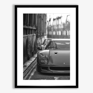 Ferrari F40 Poster Digital Download,F40 Print,Black and White Ferrari Wall Art,Vintage Car Photography,Classic Sports Car,Old Luxury Car