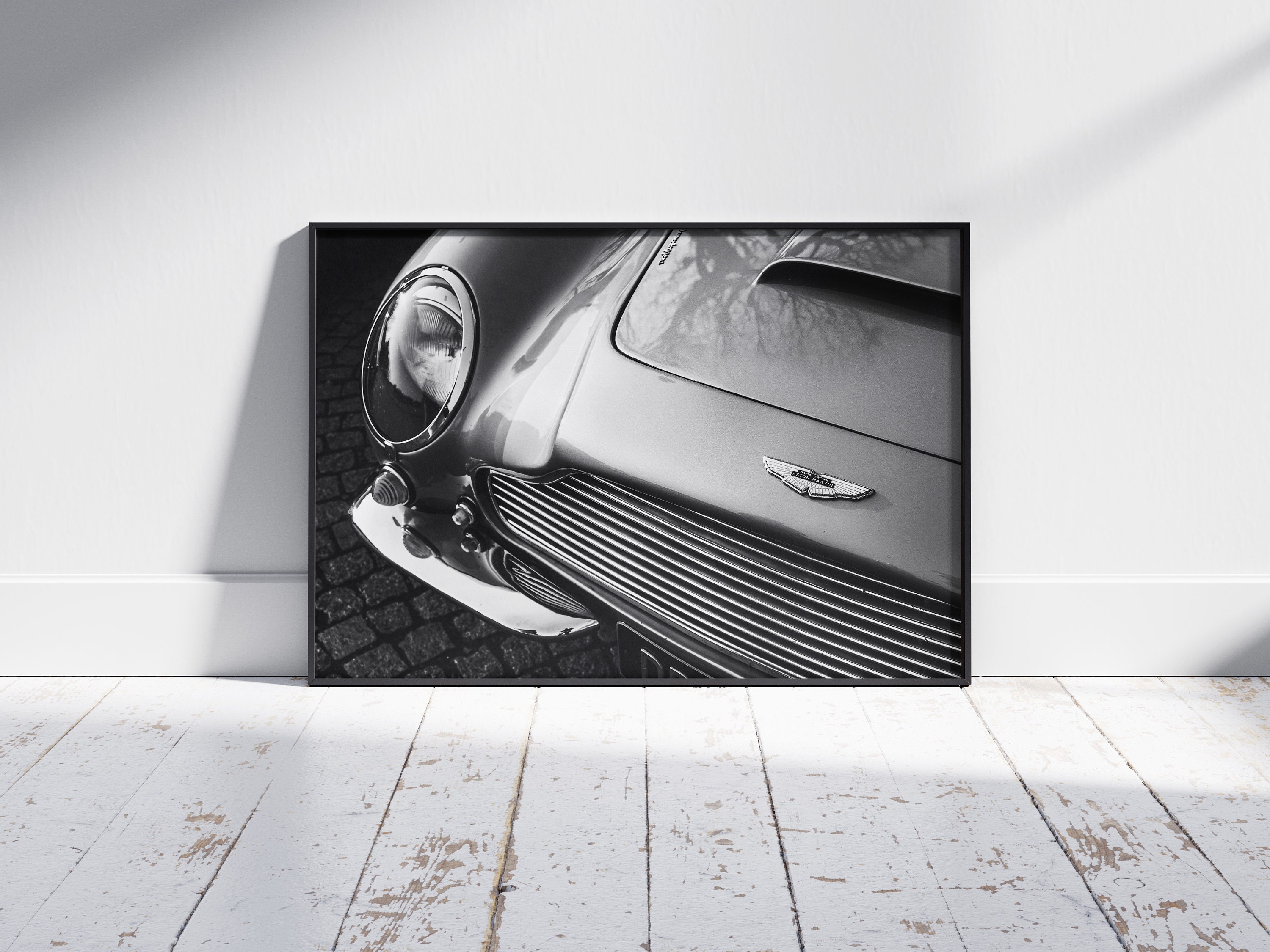 Aston Martin DB5 Poster: Black and White Classic Car Art (digital