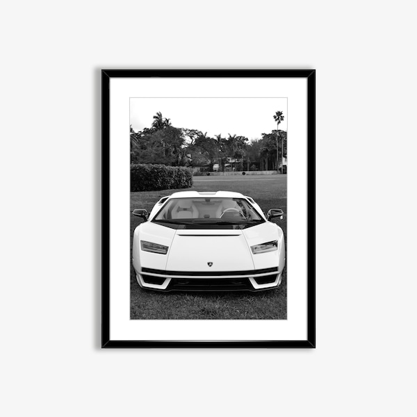 Printable Lamborghini Countach Photo Poster,Lamborghini Print,Black and White Sport Car Poster,Car Wall Art,Man Cave Decor,Boys Room Art