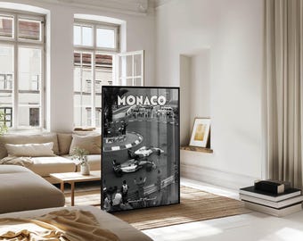F1モナコポスター、ヴィンテージF1ウォールアート、セナとマンセル
