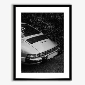 Porsche Vintage B&W Poster, Fotokunst
