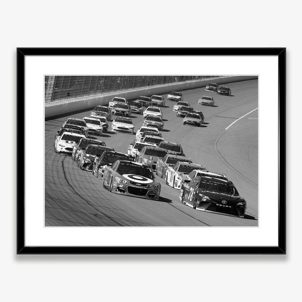 Nascar Cars On the Track,Nascar Race Poster Digital Download,Black and White Race Car Wall Art,Speed Sport Wall Print,Car Photography