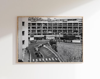 Monaco Racing Print, Black and White F1 Race Car Poster, Circuit de Monaco (DigitalDownload)