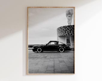 Vintage Prsch 911 Print, Retro Prsch Poster, Black White Classic Car Art(Digital Download)