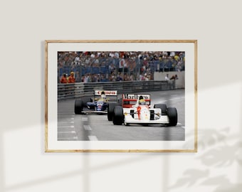 【新品未開封】Ayrton Senna モナコGP フォトコレクション 額装品 Ayrton Senna & Nigel Mansell F1 Monaco GP Racing Poster, Vintage