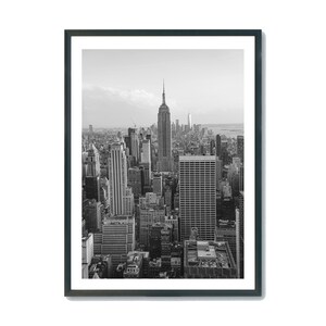 Póster de Nueva York, impresión fotográfica de Manhattan, arte mural en blanco y negro de Nueva York, arquitectura aérea de Nueva York, Empire State, póster de Nueva York, arte minimalista