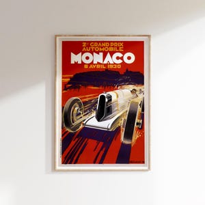 Monaco Poster, F1 Wall Art, Vintage Automobile Racing, 1930 GP Print (Digital Download)