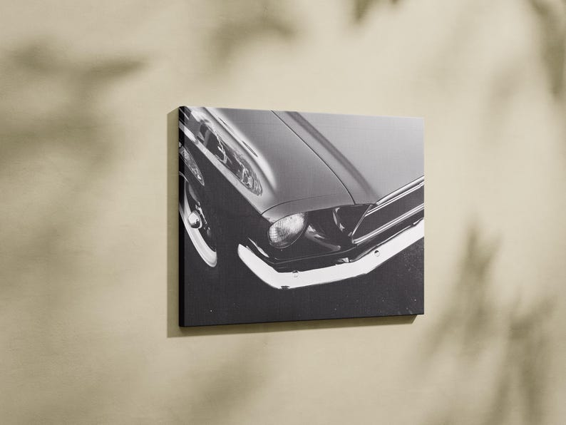 Close up Vintage Ford Mustang Print Digital Download,black and White