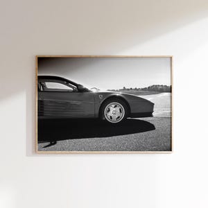 Ferrari F40 Rear View Print: Black and White Sport Car Poster (Digital Download)