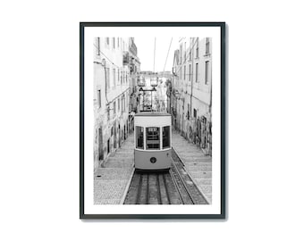 Lisbon Tram Print: Black and White Portugal Travel Photography (Digital Download