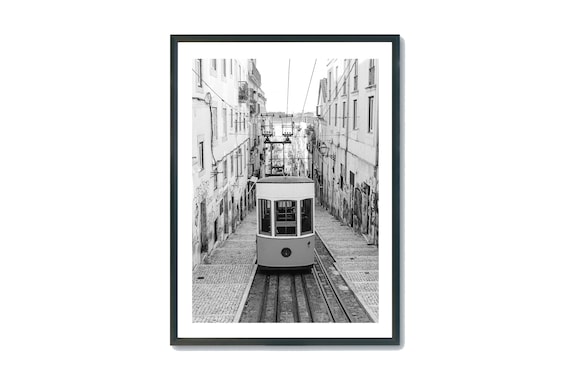 Lisbon Tram Print: Black and White Portugal Travel Photography (Digital Download