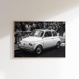 Fiat 500 Print,Digital Download,Black and White Vintage Car Wall Art,Old Car Downloadable Photo,Digital Car Print,Instant Download