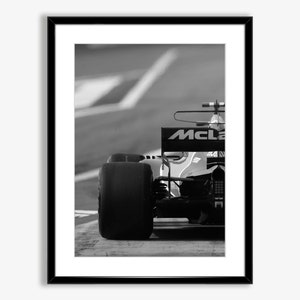 Formula 1 Mclaren Poster,Formula 1 Print,F1 Car Back View,Black and White Race Car Wall Art,Formula 1 Photo,Car Poster,Car Photography