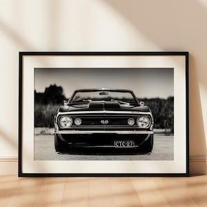 Camaro SS Print,Digital Download,American Muscle Car,Classic Car,Vintage Fashion Car Poster,Old Car Photo,Black and White,Printable Wall Art
