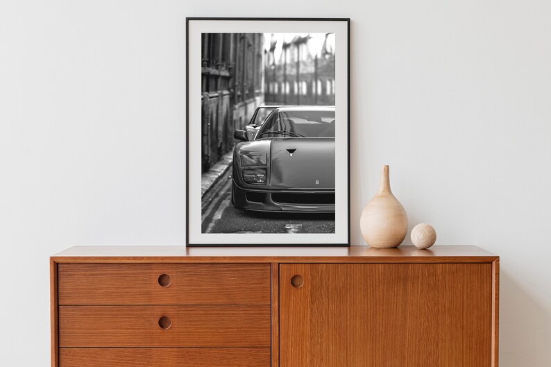 Ferrari F40 Poster Digital Download,f40 Print,black and White Ferrari Wall Art,vintage Car