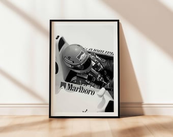 F1 Legend Pilot Ayrton Senna Poster Instant Download,Black and White Vintage F1 Poster,Formula 1 Race Car Print,F1 Wall Art,F1 Photo Art