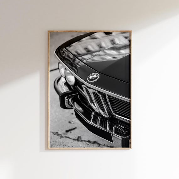 Vintage BMW Print, Black and White Classic German Car Photography Print (Digital Download)