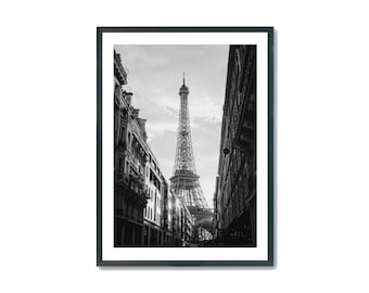 Eiffel Tower Black and White Photography Print: Paris Architecture (Digital Download)