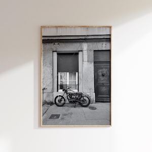 Póster de motocicleta antigua, descarga digital, impresión de motocicleta vintage, foto de motocicleta retro, arte de vehículos clásicos, arte mural vintage, blanco y negro