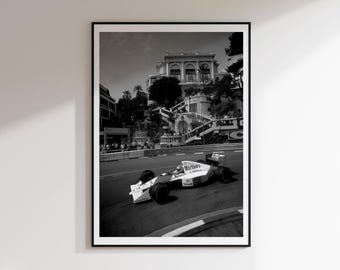 Ayrton Senna Monaco Racing Poster, Vintage F1 Racing Print, Race Car Art(Digital Download)