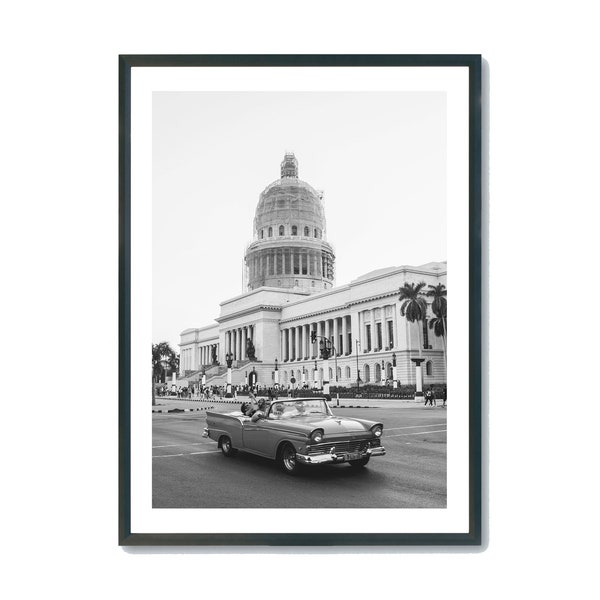 Cuba Poster,Black and White Cuba Wall Art,Digital Download,Cuba Wall Decor,Havana Poster,Cuba Travel Photogoraphy,Classic Car Wall Art