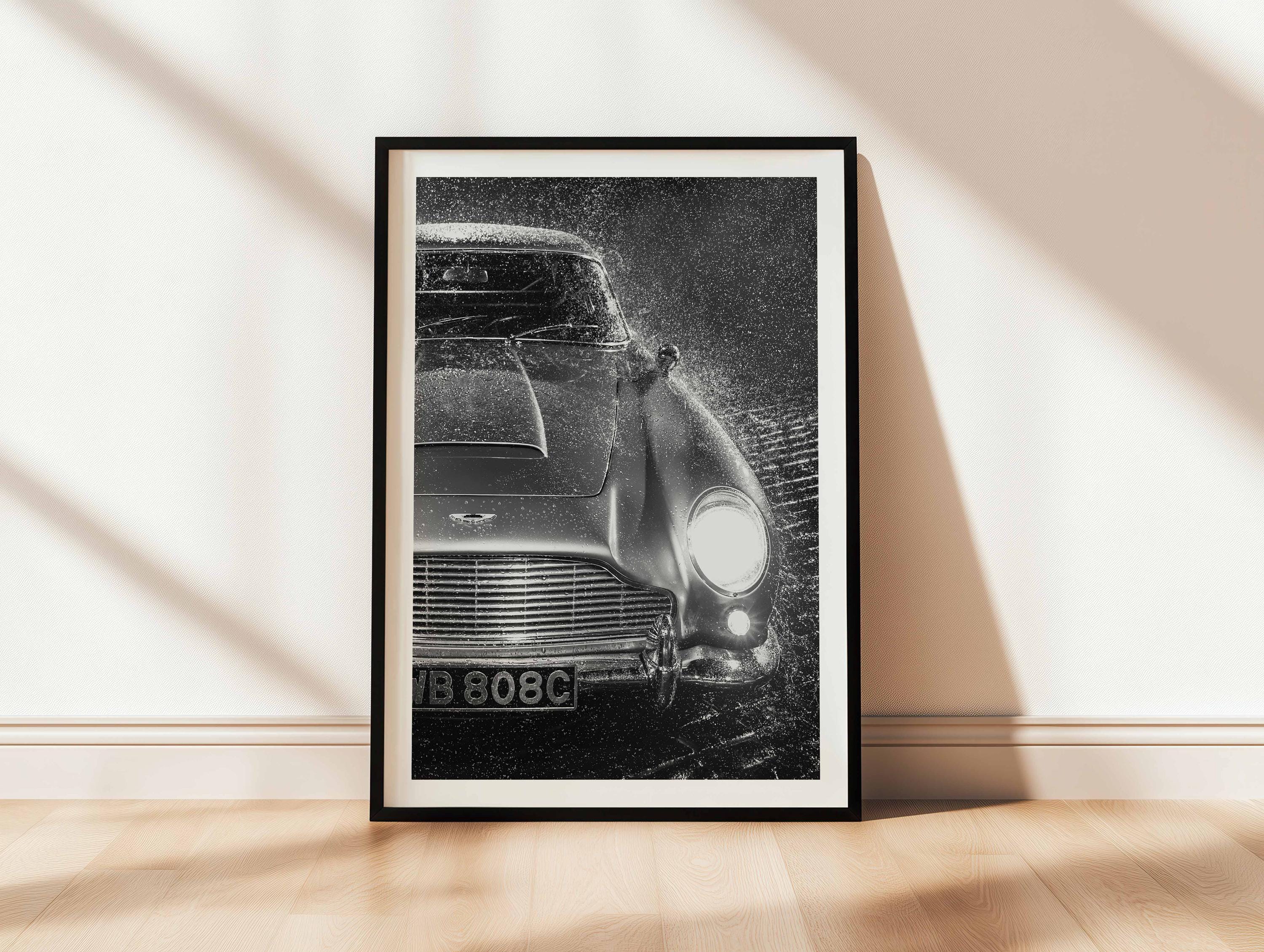 アートポスター DB05 Aston Martin DB5 Print: Black & White Vintage Car Poster (digital