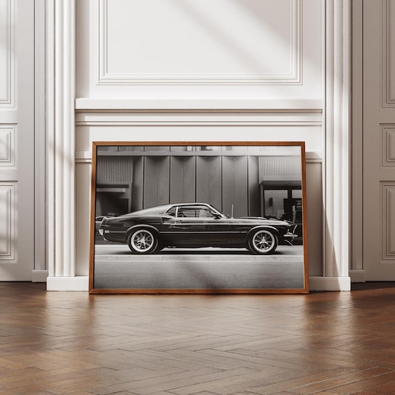 Ford Mustang 1969 Mach 1 Black and White Print,ford Mustang