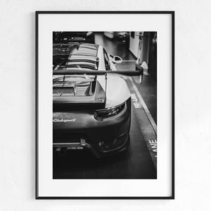 Prsch 911 GT Poster,Porsche Sport Car Print,Black and White Modified Car Art,Boys Room Decor