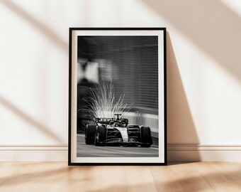 Leclerc Racing Poster, Top Speed Formula Car Poster, Black and