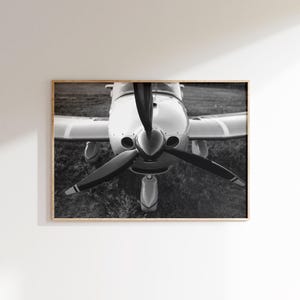 Vintage Airplane Propeller Print: Black and White Aviation Art (Digital Download)