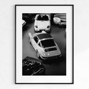 Descarga digital de póster de coche antiguo, póster de coche icónico, arte mural de coches clásicos en blanco y negro, arte de coches antiguos, impresión de coches de lujo, arte monocromático de coches.