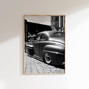 Ford Business Coupe Poster Instant Download,Black and White Vintage Car Print,American Cars,Car Wall Decor,Old Car Print,Vintage Wall Art