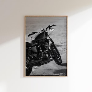 Harley Motorcycle Poster Digital Download,Iconic Motorcycle Photograph Print,Motorbike Print,Motorcycle Wall Art,Motorsport,Black and White