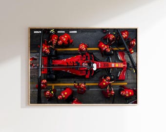 Leclerc Ferrari F1 Pit Stop Poster: Formula Racing Car Print, F1 Wall Art (DigitalDownload