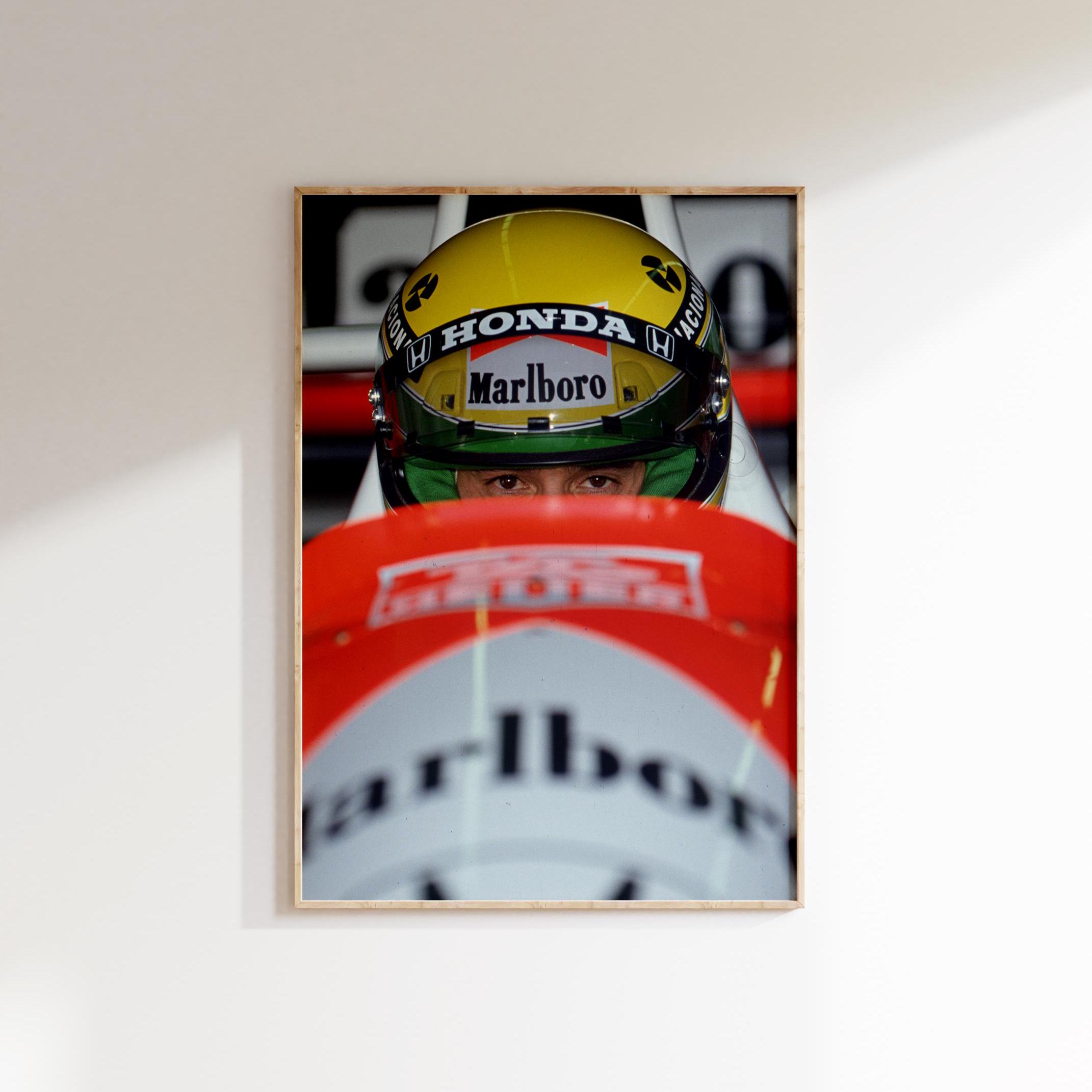 Ayrton Senna Cockpit Poster Download, Vintage F1 Print, Retro