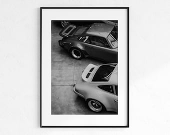 Vintage 911 Style Car Poster Digital Download,Old German Sport Car Rear View,Black and White Iconic Car Wall Art,Classic Car Art,Retro Car