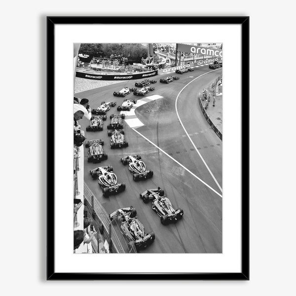 Formula 1 Monaco Grand Prix Poster Instant Download,F1 Race Print,Black and White Race Car Wall Art,Race Car Poster,F1 Photography Art,F1Fan