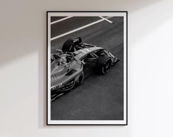 Leclerc Ferrari F1 Poster Download, Black and White Race Car Print, Boys Room Decor
